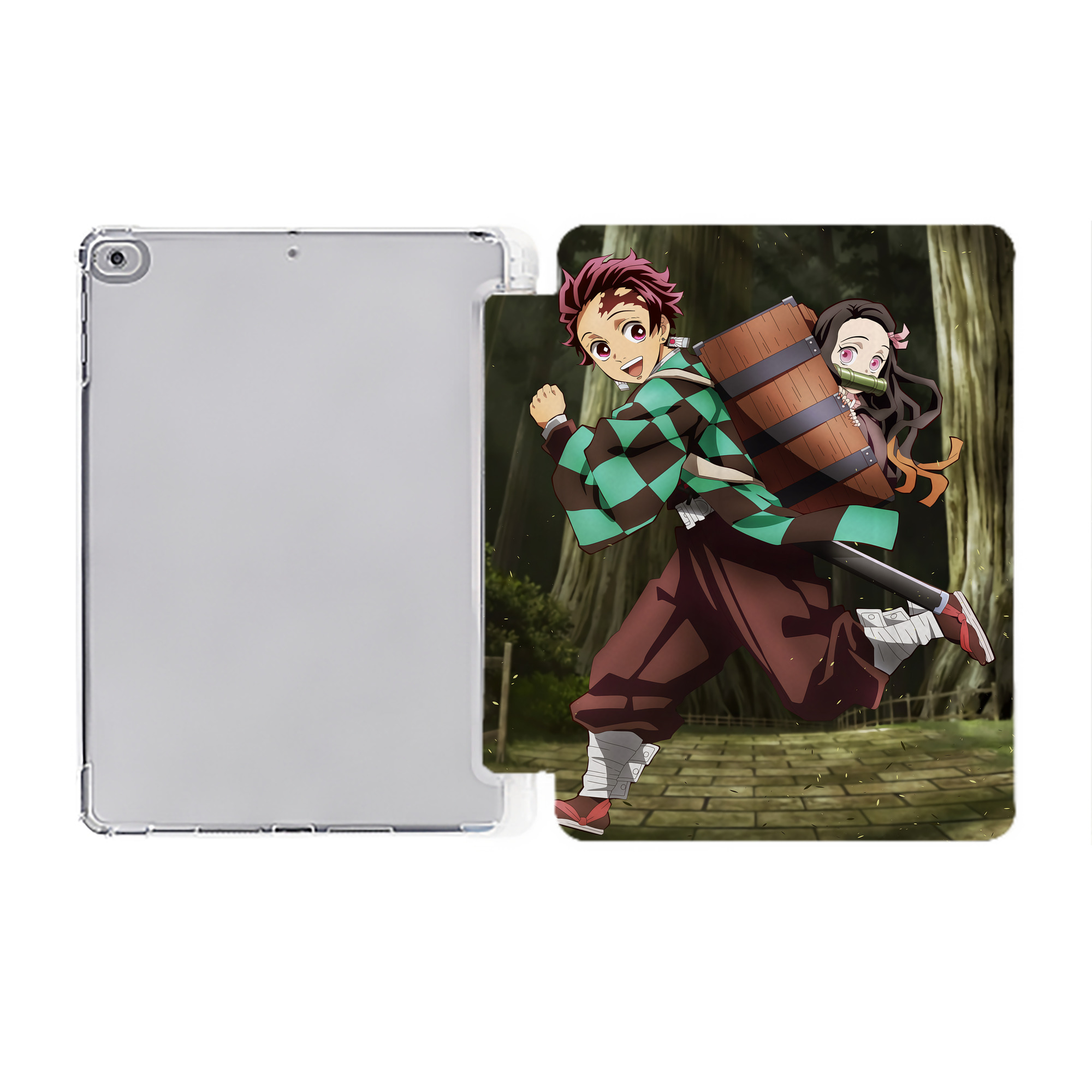 （画像用） 鬼滅の刃（きめつのやいば）竈門 炭治郎／かまど たんじろう Kamado Tanjirou IPad ケース ペン収納付き 三つ折りスタンド PUレザー×シリコン 対応機種9.5/10.5/10.9インチ